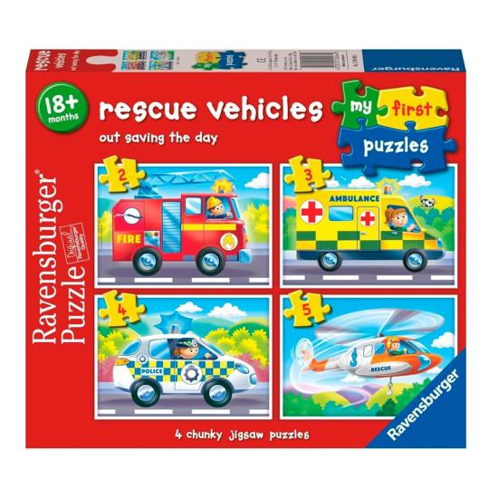 Ravensburger Fortschrittspuzzle Rettungsfahrzeuge. 2+3+4+5 Stk