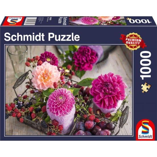 Schmidt Stillleben mit Blumen und Himbeeren Puzzle 1000 Teile