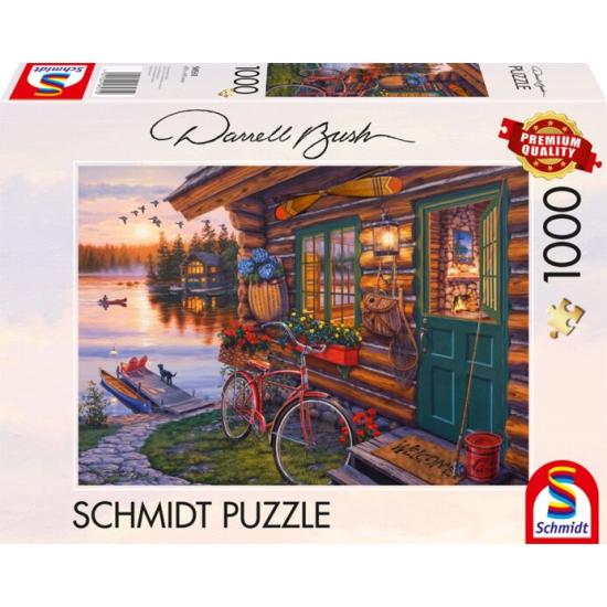 Puzzle Schmidt Hütte am See mit Fahrrad 1000 Teile