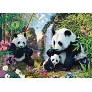 Schmidt Puzzle Pandafamilie am Wasserfall 500 Teile