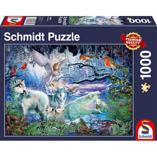 Schmidt Puzzle Wölfe im Wald im Winter 1000 Teile