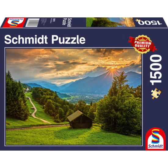 Schmidt Puzzle Sonnenuntergang über Wamberg 1500 Teile