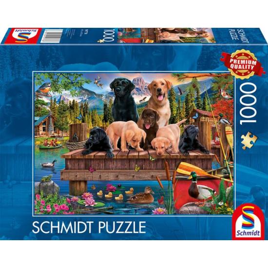Puzzle Schmidt Hundefamilie am See 1000 Teile