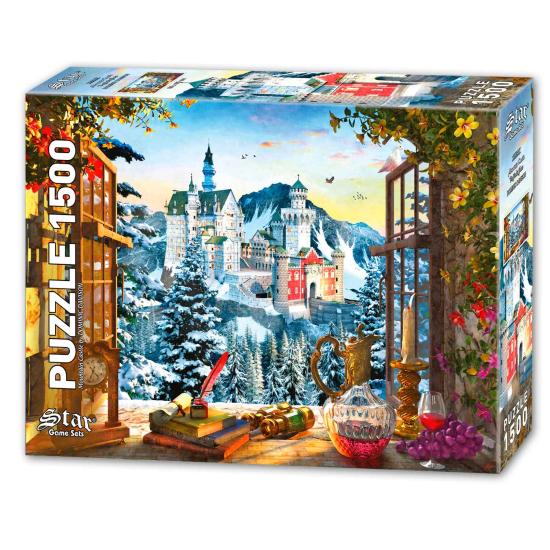 Puzzle Sternansicht von Schloss Neuschwanstein mit 1500 Teilen