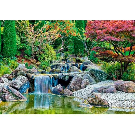 Puzzle Stufenpuzzle Wasserfall im japanischen Garten, Deutschlan Puzzle Stufenpuzzle Wasserfall im japanischen Garten, Deutschlan