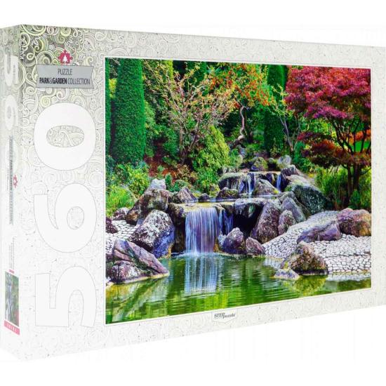 Puzzle Stufenpuzzle Wasserfall im japanischen Garten, Deutschlan Puzzle Stufenpuzzle Wasserfall im japanischen Garten, Deutschlan
