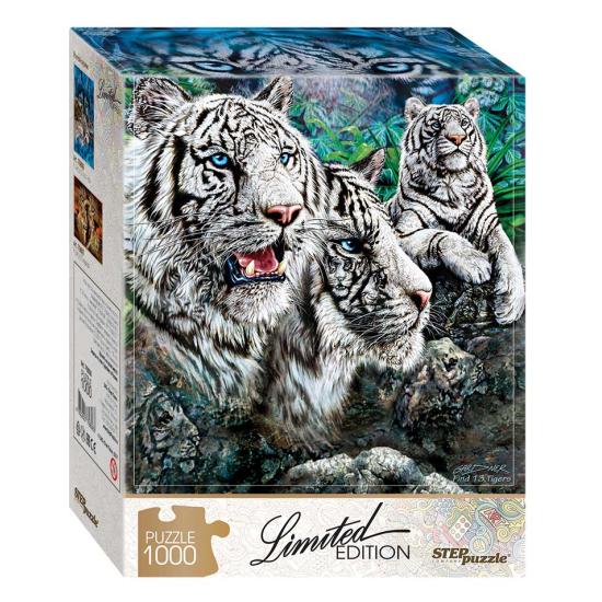 Puzzle-Schritt-Puzzle: Finden Sie 13 Albino-Tiger mit 1000 Teile