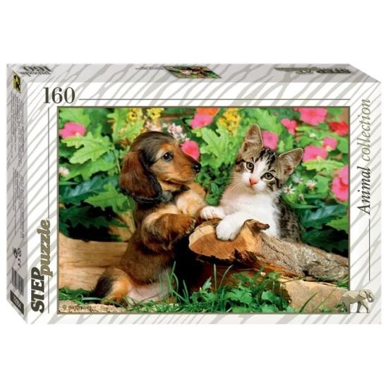 Puzzle Stufenpuzzle Kätzchen und Welpe 160 Teile