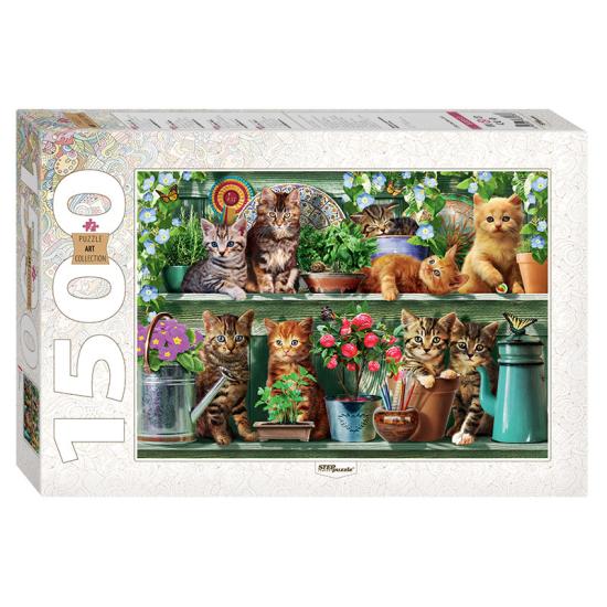 Puzzle Step Puzzle Kittens on the Shelf 1500 Teile