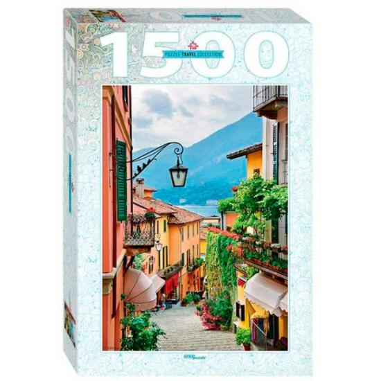Puzzle-Schritt-Puzzle mit Blick auf Bellagio und den Comer See,