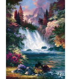 SunsOut Frühlingssonnenaufgang am Wasserfall Puzzle 1000 Teile