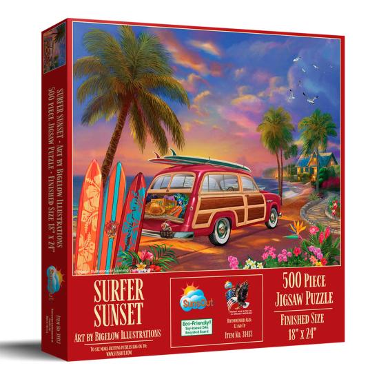 Puzzle SunsOut XXL Surfer-Sonnenuntergang mit 500 Teilen