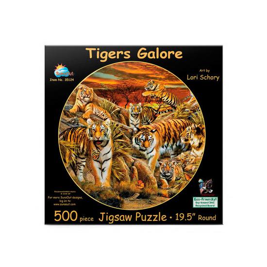 SunsOut Rundpuzzle Tigerherde XXL 500 Teile