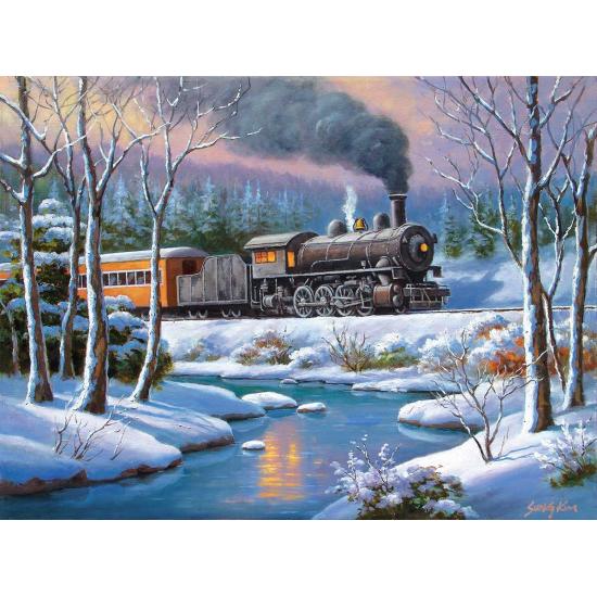 SunsOut Winter Forest Express 1000-teiliges Puzzle