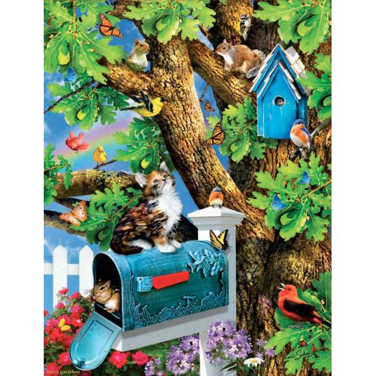 SunsOut Kätzchen- und Vogelhaus-Puzzle 1000 Teile