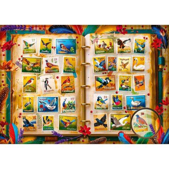 Trefl Puzzle Briefmarkensammlung, Vogelatlas 1000 Teile
