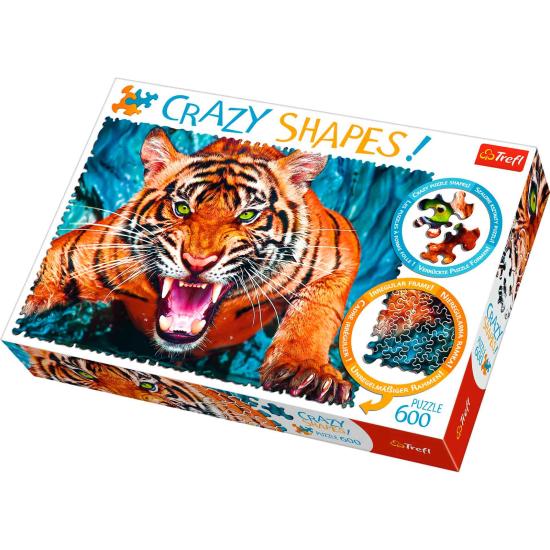 Trefl Crazy Shapes Puzzle mit Blick auf einen Tiger mit 600 Teil