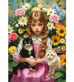 Trefl Puzzle Das Mädchen mit den Katzen 1000 Teile