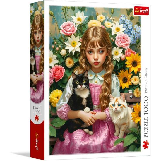 Trefl Puzzle Das Mädchen mit den Katzen 1000 Teile