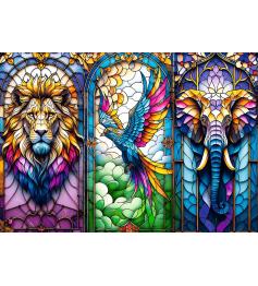 Puzzle Trefl Buntglas, Wildtiere 1000 Teile