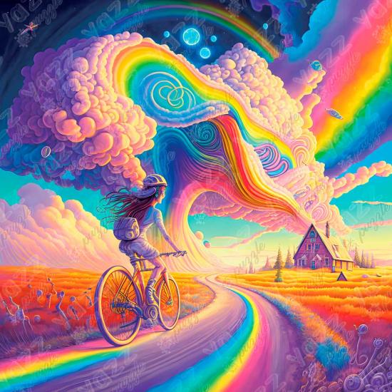 Yazz auf einem Fahrrad-Puzzle mit 1023 Teilen