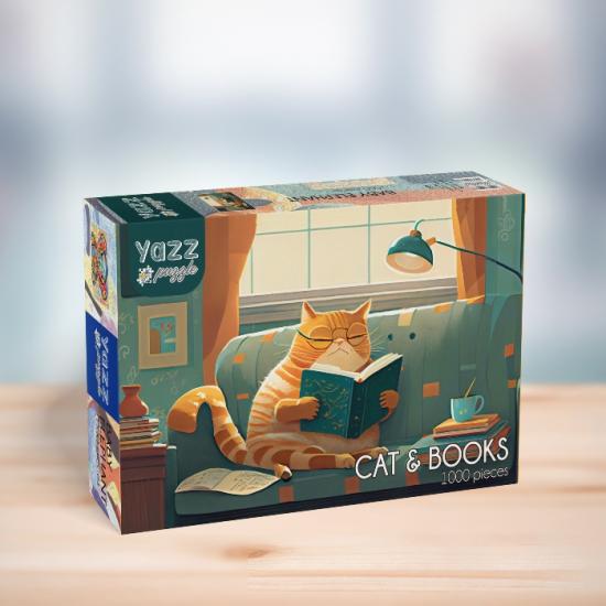 Yazz Katze und Bücher Puzzle 1000 Teile