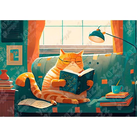 Yazz Katze und Bücher Puzzle 1000 Teile